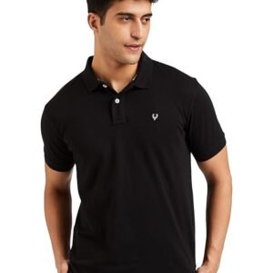 allen solly men’s polo t‑shirt | comfortable rich cotton blend, band collar, regular fit